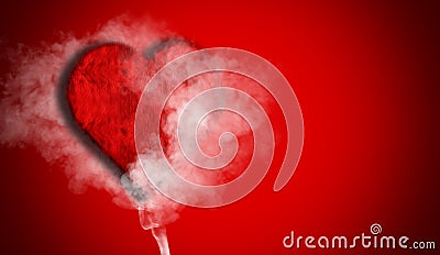 Romantic red love heart with smoke on background for copy space Stock Photo