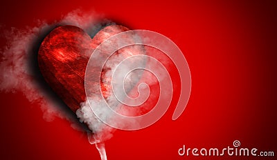 Romantic red love heart with smoke on background for copy space Stock Photo