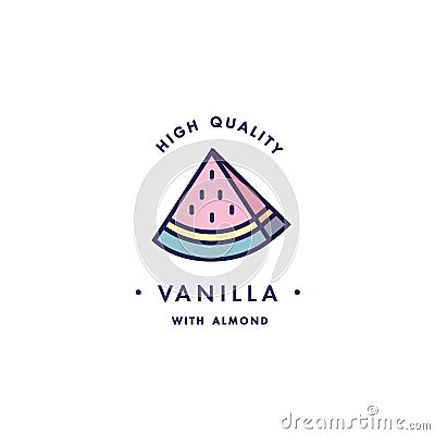 Design template logo and emblem - taste and liquid for vape - watermelon. Logo in trendy linear style. Vector Illustration
