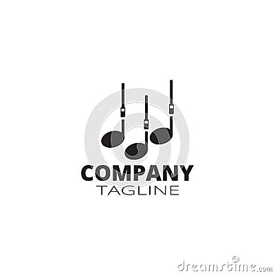 design template logo equalizer and music notes Vector Illustration