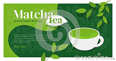 Design template with matcha tea Vector Illustration