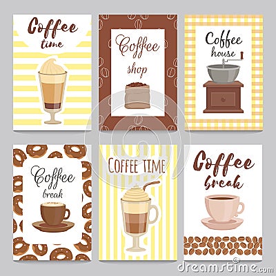 Design template of vintage cards for coffee shop Vector Illustration