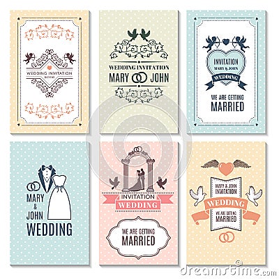 Design template of wedding invitation cards Vector Illustration