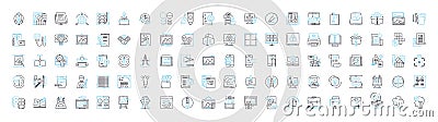 Design thinking vector line icons set. Design, Thinking, Ideation, Creativity, Innovation, User-Centered, Problem Vector Illustration