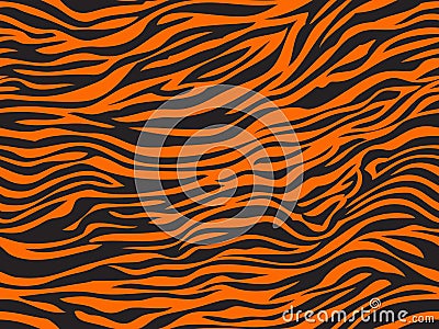 Design of the tiger skin exture pattern seamless repeating orange black Vector Illustration