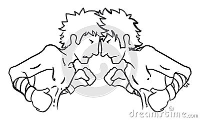 Design to coloring with fierce boxers ready to fight, Vector illustration Vector Illustration
