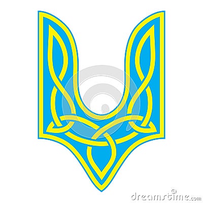Design with the Trident - the main element of the state emblem of Ukraine in the form of a golden trident of a special Vector Illustration
