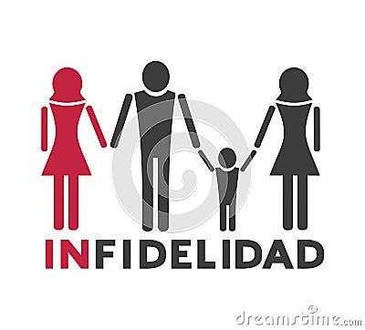 Design of unfaithful man icon, infidelity message in spanish Vector Illustration