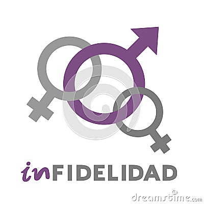 Design of unfaithful man icon, infidelity message in spanish Vector Illustration