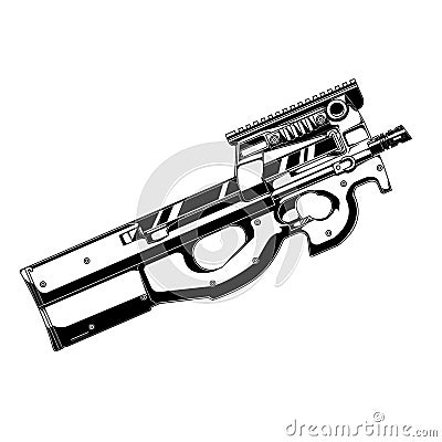 Gun fn p90 gun Vector Illustration