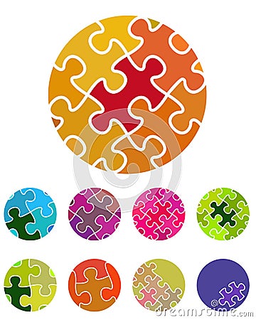 Design vector jigsaw circular logo element Vector Illustration