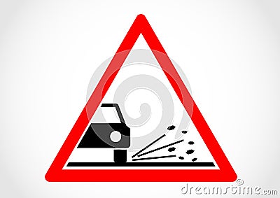 Loose chippings information road sign Vector Illustration