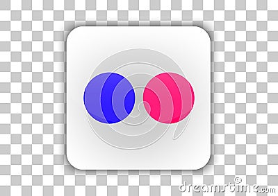 Flickr social media Icon button with symbol Inside Vector Illustration