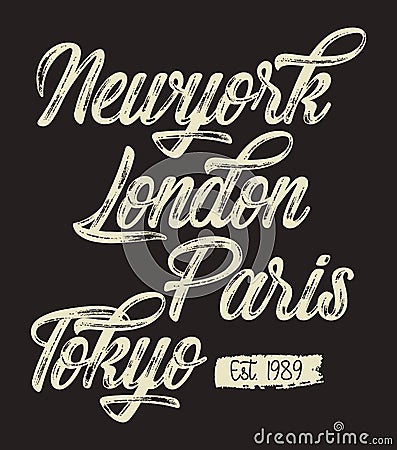 Vector typography new york london paris tokyo Vector Illustration