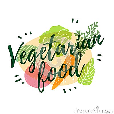 Design for vegetarian, healthy menu with the decor of a green, farm food. Modern style. Vector Vector Illustration