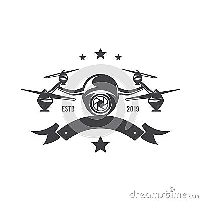 Design vintage emblem drone vector concept design Vector Illustration