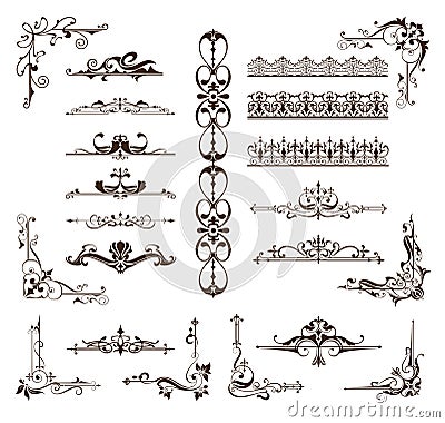 Design vintage ornaments borders, frames, corners Vector Illustration