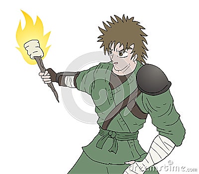 Design of warrior with torch draw Vector Illustration