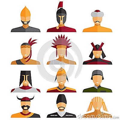 design warriors of different epochs and countries Vector Illustration