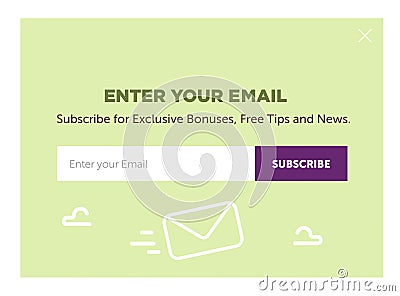 Design of the website form for email subscribe Vector Illustration