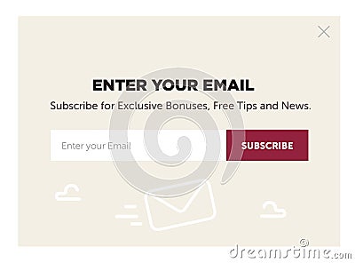 Design of the website form for email subscribe Vector Illustration