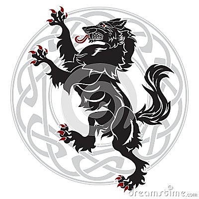 Design Werewolf and Celtic-Scandinavian ornament Vector Illustration