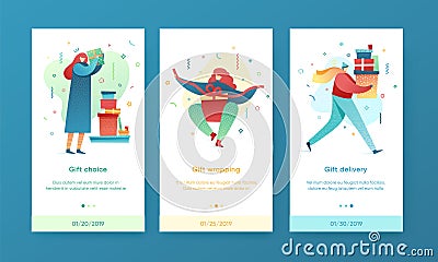 Design winter landing page template. Merry Christmas and Happy New year website and UI layout. Flat people character Vector Illustration