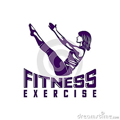 Design Woman fitness exercise logo vector. Gymnastics Active and healthy Logo. Sexy body vector. Crossfit and zumba dancing. Vector Illustration