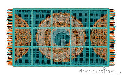 Design yoga mat with fringe. Mandala floral pattern in oriental style for decoration sport equipment. Decor of business card, Vector Illustration