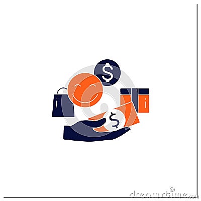 Designate guilt-free spending money glyph icon Vector Illustration