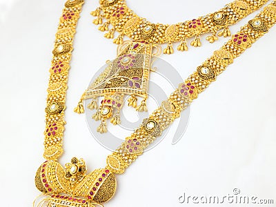 Designed necklace with long chain Stock Photo