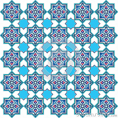 Designed with shades of blue ottoman pattern series five Vector Illustration