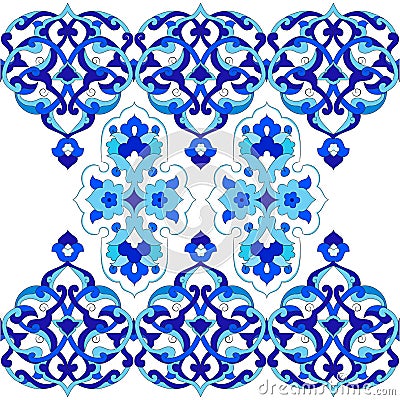 Designed with shades of blue ottoman pattern series two Vector Illustration
