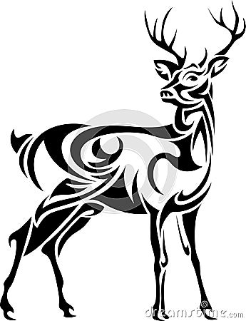 Designed stag line art image Vector Illustration