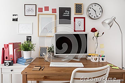 Designed workspace with desktop computer Stock Photo