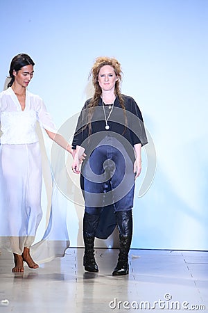 Designer Andrea Wild and model walk Wild runway at the FTL Moda Spring 2016 Editorial Stock Photo