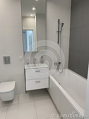 Designer bathroom with bathtub Stock Photo