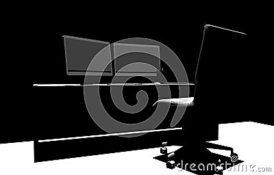 Designer Desk 3D Silhouette Stock Photo