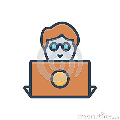 Color illustration icon for Designer, programmer and user Cartoon Illustration