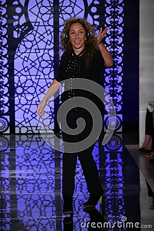 Designer Reem Acra walks runway at Reem Acra Bridal Fall/Winter 2016 Runway Show Editorial Stock Photo