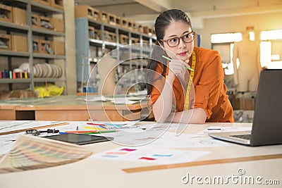 Designer using computer research Stock Photo