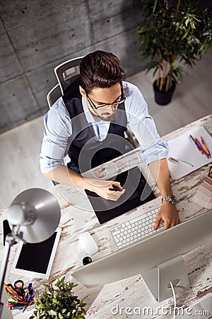 Designer using graphics table Stock Photo