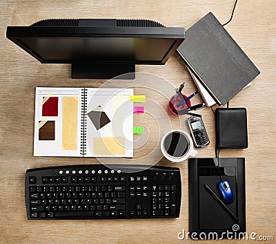 Designer working desk Stock Photo