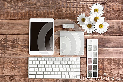 Designer workplace, top view Stock Photo