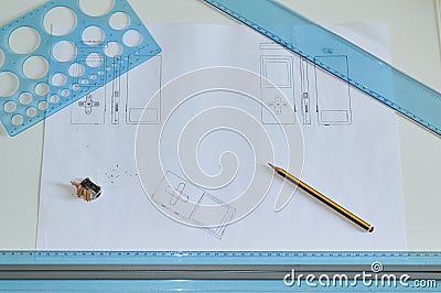 Designer workstation and elements Stock Photo