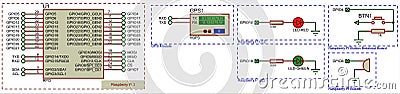 Designing electronic devices using the raspberry pi board and gps module. Vector Illustration