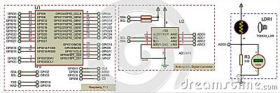 Designing electronic devices using the raspberry pi board. Vector Illustration