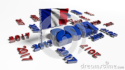 2017 designs with French flag in the wind Stock Photo