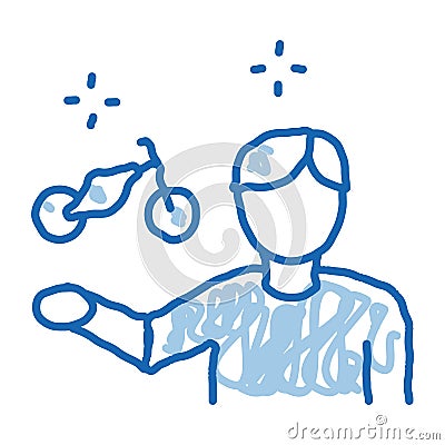 desire man to rent bike doodle icon hand drawn illustration Vector Illustration