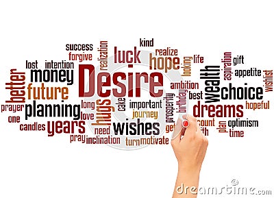 Desire word cloud hand writing concept Stock Photo